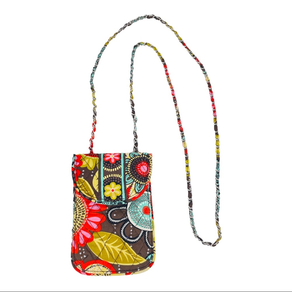 Vera Bradley Flower Shower Cellphone Crossbody Green Brown